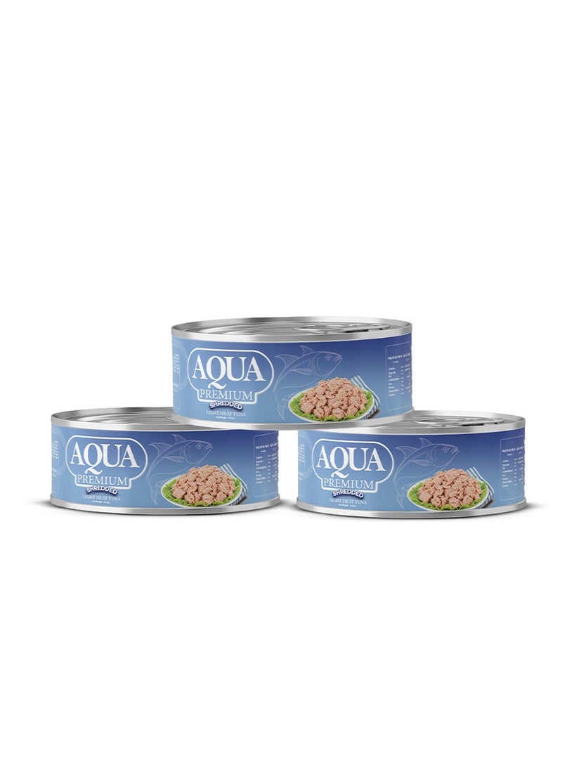 AQUA PREMIUM Shredded Tuna Light Meat easy open 140grams Pack of 3 - Image 1